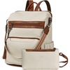 image:imageBOSTANTEN Womens Backpack Purse Leather Travel Backpack Fashion Designer Ladies Shoulder Bags with Wristlet0beigebrown