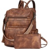 image:imageBOSTANTEN Womens Backpack Purse Leather Travel Backpack Fashion Designer Ladies Shoulder Bags with Wristlet1abrown