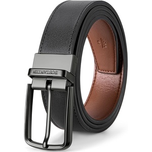 image:imageBOSTANTEN Belt Men Leather Reversible Belts for Men 1 38 for Casual Golf Dress Pants TwoinOne Belt Gift001gunblackBrown