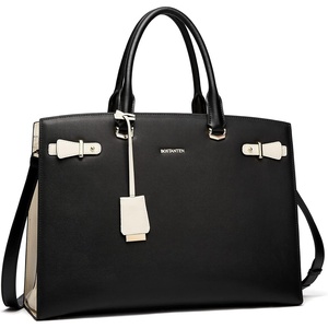 image:imageBOSTANTEN Briefcase for Women 156 Inch Genuine Leather Laptop Briefcase Shoulder Work Tote Bag PurseBblack