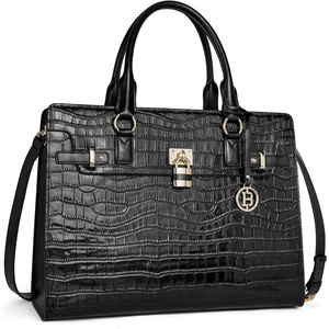 image:imageBOSTANTEN Briefcase for Women 156 inch Leather Laptop Bag Vintage Slim Lawyer Business Bag Stylish Work PurseCcrocodile Pattern Black