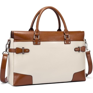 image:imageBOSTANTEN Briefcase for Women Leather Laptop Bag 156 inch Computer Messenger Office Business Work ToteApricot