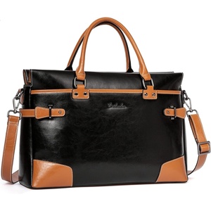 image:imageBOSTANTEN Briefcase for Women Leather Laptop Bag 156 inch Computer Messenger Office Business Work ToteBlack
