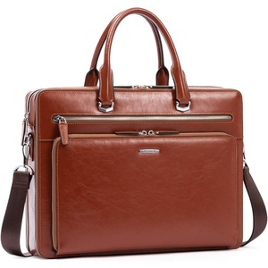image:imageBOSTANTEN Briefcases for Men Messenger Bag Genuine Leather Laptop Bag 156 inch Office Work Tote for Buisness TravelAbrown