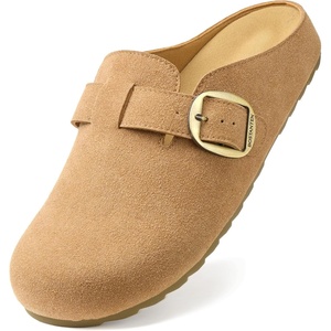 image:imageBOSTANTEN Clogs for Women Wide Width Comfortable Suede Mules with Soft Footbed and Arch Support Cute Slip On Potato ShoesBrown