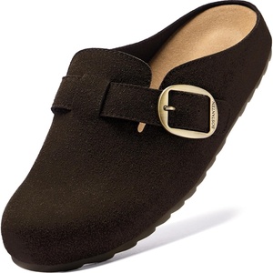 image:imageBOSTANTEN Clogs for Women Wide Width Comfortable Suede Mules with Soft Footbed and Arch Support Cute Slip On Potato ShoesCoffee