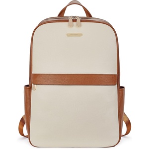 image:imageBOSTANTEN Genuine Leather 156 inch Laptop Backpack Purse for Women College Casual Backpack Travel Bag1dbeige With Brown