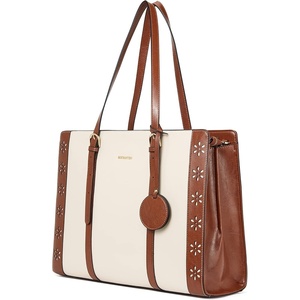 image:imageBOSTANTEN Laptop Bag for Women 156 inch Computer Leather Briefcase Vintage Work Tote HandbagBeige