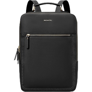 image:imageBOSTANTEN Leather Backpack 156 inch Laptop Bag Travel Casual Computer Backpack College Business Work Shoulder Bags with Trolley Sleeve for Women Men BrownBlack