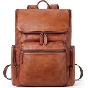 image:imageBOSTANTEN Leather Backpack for Men 156 inch Laptop Backpack Vintage Travel Office Bag Large Capacity Shoulder Bag Redbrown