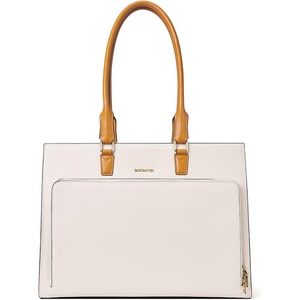 image:imageBOSTANTEN Leather Briefcase for Women Vintage 156 inch Laptop Bag for Women Business Tote Shoulder HandbagBeige