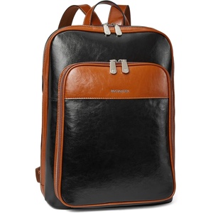 image:imageBOSTANTEN Leather Laptop Backpack for Women 156 inch Computer Bag Travel Work Daypack1blackbrown