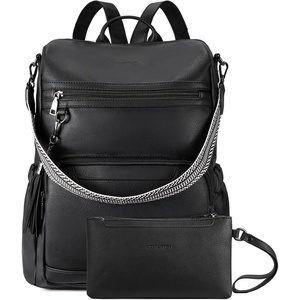 image:imageBOSTANTEN Leather Laptop Backpack for Women Designer Travel Backpack with Laptop Compartment Ladies Computer Shoulder Bags BlackBeigeBrownBlack