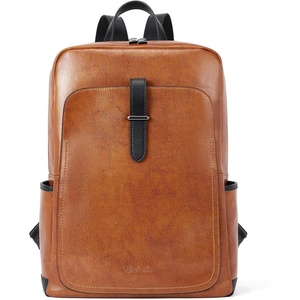 image:imageBOSTANTEN Leather Laptop Backpack for Women156 inch Computer Backpack Purse College Daypack Work Travel Bag BeigeWhiteBrown
