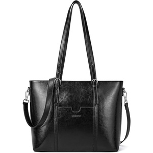 image:imageBOSTANTEN Leather Laptop Bag Work Tote for Women Shoulder Handbag Briefcase 156 inch Satchel Computer BagCblack