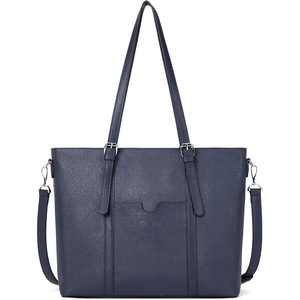 image:imageBOSTANTEN Leather Laptop Bag Work Tote for Women Shoulder Handbag Briefcase 156 inch Satchel Computer BagJcross Pattern Blue