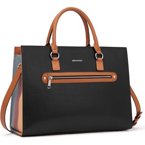image:imageBOSTANTEN Leather Laptop Briefcase for Women Shoulder Bag 156 Inch Business Computer Work ToteAblack