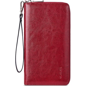 image:imageBOSTANTEN Leather Wallet for Women RFID Blocking Zip Around Credit Cards Holder Phone ClutchBRed