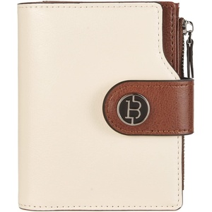 image:imageBOSTANTEN Leather Wallets for Women RFID Blocking Zipper Pocket Small Bifold Wallet Card Case Wine Red1Beige