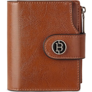 image:imageBOSTANTEN Leather Wallets for Women RFID Blocking Zipper Pocket Small Bifold Wallet Card Case Wine Red1Brown