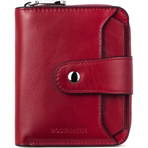 image:imageBOSTANTEN Leather Wallets for Women RFID Blocking Zipper Pocket Small Bifold Wallet Card Case Wine Red3aWine Red