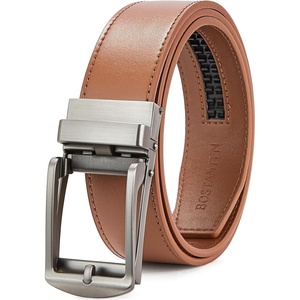 image:imageBOSTANTEN Mens Belt Leather Ratchet 1 38 Belt For Men Gift Dress and Casual with Adjustable Buckle Trim to Fit003brown