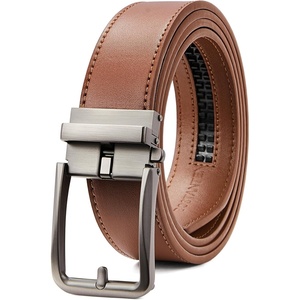 image:imageBOSTANTEN Mens Belt Leather Ratchet 1 38 Belt For Men Gift Dress and Casual with Adjustable Buckle Trim to Fit011gunbrown