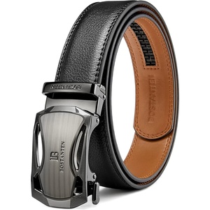 image:imageBOSTANTEN Mens Belt Leather Ratchet Belt For Men Dress and Casual with Adjustable Buckle Trim to Fit009black With Apricot