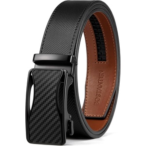 image:imageBOSTANTEN Mens Belt Leather Ratchet Belt For Men Dress and Casual with Adjustable Buckle Trim to Fit010 Blackbrown