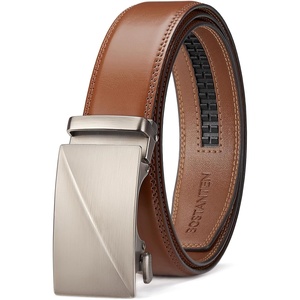image:imageBOSTANTEN Mens Belt Leather Ratchet Belt For Men Dress and Casual with Adjustable Buckle Trim to Fit011 All Brown