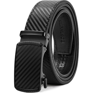 image:imageBOSTANTEN Mens Belt Leather Ratchet Belt For Men Dress and Casual with Adjustable Buckle Trim to Fit013  Black