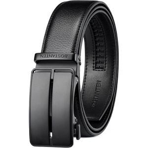 image:imageBOSTANTEN Mens Belt Leather Ratchet Belt For Men Dress and Casual with Adjustable Buckle Trim to Fit022  Black