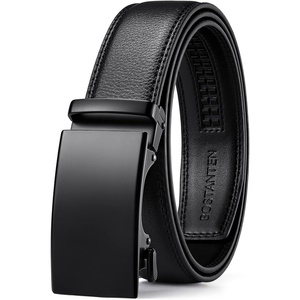 image:imageBOSTANTEN Mens Belt Leather Ratchet Belt For Men Dress and Casual with Adjustable Buckle Trim to FitA01black