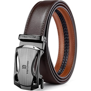 image:imageBOSTANTEN Mens Belt Leather Ratchet Belt For Men Dress and Casual with Adjustable Buckle Trim to FitWoven Pattern  Black