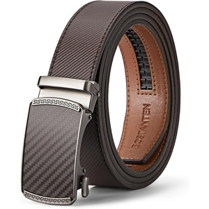 image:imageBOSTANTEN Mens Belt Leather Ratchet Belt For Men Dress and Casual with Adjustable Buckle Trim to FitWoven Pattern  Brown
