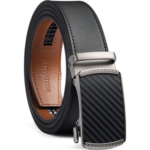 image:imageBOSTANTEN Mens Belt Ratchet Belts for Men Leather Dress Casual with Adjustable Buckle Cut for Fit003black Gun  Twill