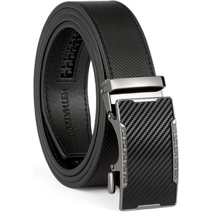image:imageBOSTANTEN Mens Belt Ratchet Belts for Men Leather Dress Casual with Adjustable Buckle Cut for Fit006all Black  Twill