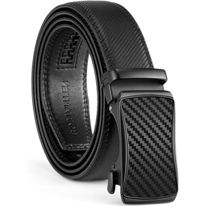 image:imageBOSTANTEN Mens Belt Ratchet Belts for Men Leather Dress Casual with Adjustable Buckle Cut for Fit009x Black  Twill