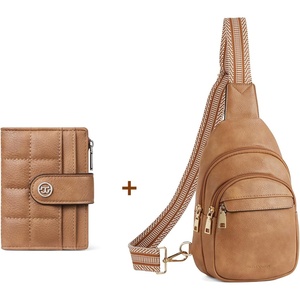 image:imageBOSTANTEN Small Sling Bag for Women Leather Crossbody Bags amp Small Wallet for Women Leather RFID Blocking Card Holder Bifold Compact Wallets With Zipper Coin Pocket Camel