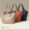 image:imageBOSTANTEN Slouchy Work Tote Bag Vegan Leather Designer Purse  Detachable Silk ScarfAdjustable StrapPremium Vegan Leatherfits 15 inch laptop easy clean magnetic snapSand Colored