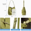 image:imageBOSTANTEN Suede Bucket Bag Soft Shoulder Purse Women Adjustable Strap  Soft suede Slouchy Front belted design Multi carrying style Roomy Lighweight Commute Dating WeekendGreen