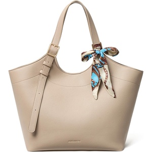 image:imageBOSTANTEN Slouchy Work Tote Bag Vegan Leather Designer Purse  Detachable Silk ScarfAdjustable StrapPremium Vegan Leatherfits 15 inch laptop easy clean magnetic snapSand Colored