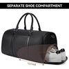image:imageBOSTANTEN Genuine Leather Duffel Bags for Men Weekender Travel Bag  Large Shoe Compartment Trolley Sleeve Fits Underseat AirlineFriendly Carryon Size Gym Weekend Getaways OvernightAblack