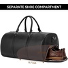 image:imageBOSTANTEN Genuine Leather Duffel Bags for Men Weekender Travel Bag  Large Shoe Compartment Trolley Sleeve Fits Underseat AirlineFriendly Carryon Size Gym Weekend Getaways OvernightLargeBlack