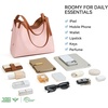 image:imageBOSTANTEN Shoulder Bag for Women 3Compartment Leather Purses and Handbags  Pebbled Leather Adjustable Strap Scarf Included Roomy Office to WeekendPink