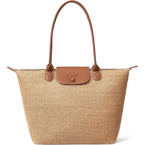 image:imageBOSTANTEN Structured Tote Handbag for Women Lightweight Summer Purse  Soft Flyknit or Straw Material Quiet Luxury Cute Design Roomy Reinforced Handle Strap Vacation Travel Commute EverydayStrawkhaki
