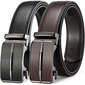 image:imageBOSTANTEN Leather Ratchet Belts for Men 2 Pack Trimmable 1 38 Gift Boxed  Smooth Sliding Micro Adjustable Buckle Tailored Size Holeless Dress or Casual006black and Coffee