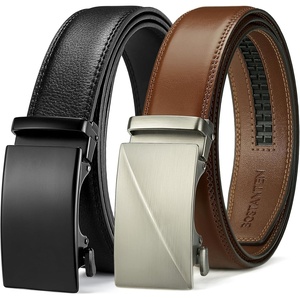 image:imageBOSTANTEN Leather Ratchet Belts for Men 2 Pack Trimmable 1 38 Gift Boxed  Smooth Sliding Micro Adjustable Buckle Tailored Size Holeless Dress or Casual003black and Coffee