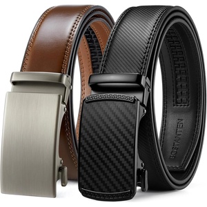 image:imageBOSTANTEN Leather Ratchet Belts for Men 2 Pack Trimmable 1 38 Gift Boxed  Smooth Sliding Micro Adjustable Buckle Tailored Size Holeless Dress or Casual012black and Brown