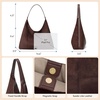 image:imageBOSTANTEN Suede Hobo Bag for Women Slouchy Patchwork Shoulder Handbag Purse  Color Block Stitching Design Lightweight Soft Spacious Fits 13 Laptop Wide Strap Magnetic Snap Outings Work TravelDark Coffee